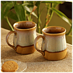 ExclusiveLane Ceramic Tea/Coffee/Milk Mugs - The Milky-Way Canvas, Dual-Glazed Studio Pottery 360 ml (Set of 2)
