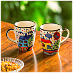 ExclusiveLane Ceramic Mugs - The Hut Jumbo Cuppas, Hand-Painted 270 ml (Set Of 2)