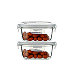 Femora Borosilicate Glass Food Storage Container - Round With Air Vent Lid, Microwave Safe, For Kitchen & Office Use 500 ml (1 pc)