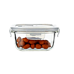 Femora Borosilicate Glass Food Storage Container - Square With Air Vent Lid, Microwave Safe, For Home & Office 800 ml