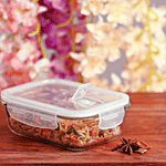Femora Borosilicate Glass Food Storage Container - Rectangular With Air Vent Lid, Microwave Safe 400 ml (1 pc)
