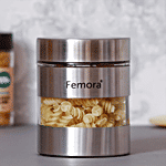 Femora Kitchen Storage Jar - Metallic Clear Glass,For Storing Pulses ,Grains 700 ml (1 pc)