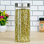 Femora Kitchen Storage Jar - Clear Glass, For Keeping Grains, Pulses 2.2 L (1 pc)