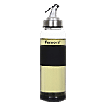 Femora Borosilicate Glass Oil Dispenser With Lid - Clear, Drip Free Spout, Non Messy, Controlled Pouring 500 ml (1 pc)