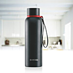 Borosil Hydra Trek Stainless Steel Water Bottle - Black 850 ml