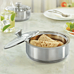 Borosil Stainless Steel Roti Server - Insulated, Long Lasting, Rust Free, Silver 2.5 L (1 pc)