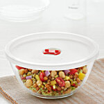Borosil Glass Mixing/Serving Bowl With Lid - Oven & Microwave Proof, Clear 1.3 L (1 pc)