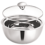 Borosil Stainless Steel Curry Server - Double-Walled, Insulated, For Gravies & Dals, Silver 500 ml (1 pc)