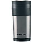 Borosil Tea & Coffee Travel Mug, Stainless Steel, Vacuum Insulated, Hydra Travelmate 350 ml (1 pc)