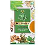 Dabur Vedic Green Tea - Detox Kahwa, 8 Real Ayurvedic Herbs & Rock Salt, Improves Digestion 62.5 g (25 Tea Bags x 2.5 g Each)