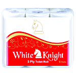 WHITE KNIGHT Toilet Rolls - 3 Ply 6 pcs (160 Pulls)