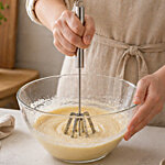Petals Steel Manual Self Press Semi Auto Whisk/Rawai/Madhani/Hand Mixer/Blender Tool, Kitchen Essential 1 pc 