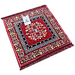 Kuber Industries Velvet Pooja Rug/Mat - Washable, For Multipurpose Use, 60x60 cm, Red 1 pc 