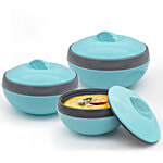 Asian Venus Plastic Casserole Set - Keeps Food Warm For A Long Period, Blue Colour 3 pcs