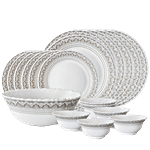 Larah by Borosil Dinner Set - Opalware, Classic, White 19 pcs