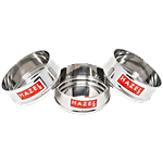Hazel Stainless Steel Cooker Dabba Set - Round, Perfect For Steaming, Reheating, Silver 600 ml (Set of 3)