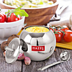 Hazel Stainless Steel Ghee/ Oil Pot - Orange Shaped, Kitchen Storage For Storing, Serving 320 ml (1 pc)
