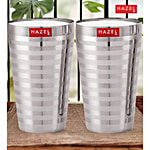 Hazel Stainless Steel Jumbo Water/Lassi Glass - Plain, Traditional, Durable, For Everyday Use 750 ml (Set of 2)
