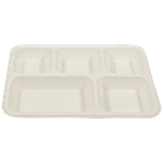 Klassic Disposable Biodegradable Bagasse Meal Tray - Rectangle, 5 Cp(D), Eco-Friendly, Light Weight 25 pcs 