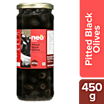 Neo Pitted Black Olives - Ready To Eat, Versatile, Multipurpose Condiment, Fibre Rich 450 g