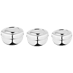Omega Stainless Steel Dabba Set With Lid -  Aster, Durable, High Quality, For Storage Use 3 pcs