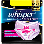 Whisper Super Absorbent Period Panty, 360 Degree Leakage Protection For Heavy Flow - M-L 6 pcs