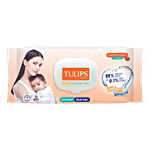 Tulips Sensitive Baby Wet Wipes - With Lid, Peach Fruit Extract, 99% Purified Water, pH Balanced, Rash Free 72 pcs