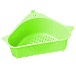 Floraware Plastic Kitchen Sink Corner Organiser With Suction Cup - Durable, Green 1 pc