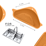 Floraware Plastic Kitchen Sink Corner Organiser With Suction Cup - Durable, Peach 1 pc