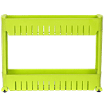 Floraware 2 Layer Storage Organizer Plastic Rack/Shelf With Wheels - Strong & Durable, Green 1 pc