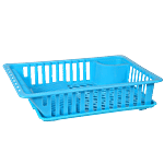 Floraware Large Sink Dish Drying Rack/Washing Basket With Tray - For Utensils, Durable, Blue 1 pc