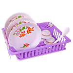 Floraware Large Sink Dish Drying Rack/Washing Basket With Tray - For Utensils, Durable, Purple 1 pc