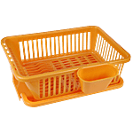 Floraware 3 In 1 Sink Dish Drying Rack/Washing Basket With Tray - For Utensils, Durable, Light Brown 1 pc