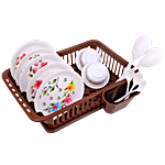 Floraware 3 In 1 Sink Dish Drying Rack/Washing Basket With Tray - For Utensils, Durable, Brown 1 pc