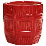 Leafy Tales Barrel Ceramic Pot - Lightweight, Strong, Durable, For Indoor Plants, Red 1 pc