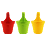 Leafy Tales Plastic Small Hook Hanging Pots - Strong, Durable, For Gardening, Multicolour 3 pcs