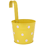 Leafy Tales Single Metal Hanging Pot - Strong, Durable, Rustproof, For Gardening, Yellow 1 pc