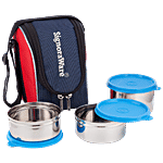Signoraware Executive Maxx Fresh Steel Lunch Box - Leakproof, Medium, Blue 3 pcs 
