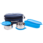 Signoraware Double Decker Steel Lunch Box - Leakproof, Blue 3 pcs 