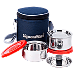 Signoraware Executive Double Wall/Twin Wall Medium Steel Lunch Box Set - Leakproof 2 pcs
