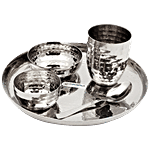 Coconut Stainless Steel Hammered Dinner Set - Durable, Glossy Finish, Dishwasher Safe 5 pcs