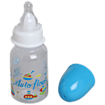 Auto flow Premium Mini Feeding Bottle With Silicone Nipple & Spoon - BPA Free 125 ml