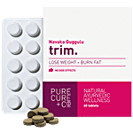 PURECURE+CO Navaka Guggulu Trim Tablets - Loose Weight + Burn Fat, Natural Ayurvedic Wellness 60 pcs 