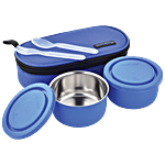 Trueware Stainless Steel Lunch Box With Steel Containers - Elite, Insulated, Air Tight, Leakproof, Blue 1 pc 