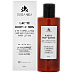 Suganda Lactic Body Lotion - Unscented, Moisturising & Exfoliating, Soothes Dry Skin 200 ml