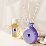Iris Fragrance Oil Lavender Reed Diffuser Set 3 pcs 60 ml Oil, 6 Rattan Reeds,1 Ceramic Pot)