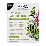 Sesa Natural Hair Colour Kit For High Grey% - Natural Black, 4 Steps, 100% Organic & Ayurvedic, No Ammonia, PPD, Peroxide, 2 pcs (200 g + 40ml)