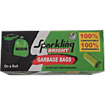 Sparklingbright Garbage Bag - Medium, Green, 47X52 cm, Compostable, Biodegradable, Prevents Leak 15 pcs