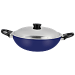 Renberg Blue Orchid Non-Stick Aluminium Kadai - Induction Bottom, With Steel Lid, 26 cm, 2.5 mm 2.1 l