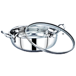 Renberg Steelix Plus Stainless Steel Cookware Set - Kadai With Lid, Frypan & Saucepan, Induction Base, Silver 4 pcs 